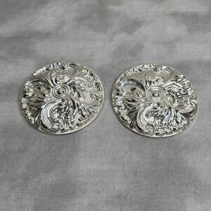 Amerock Ornate Rosette Backplates 3.5" Chrome Cabinet‎ Drawer Hardware Vtg